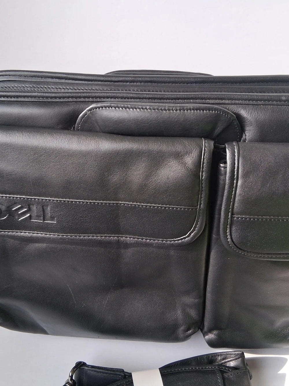 Vintage Dell Black Leather Laptop Messenger Bag